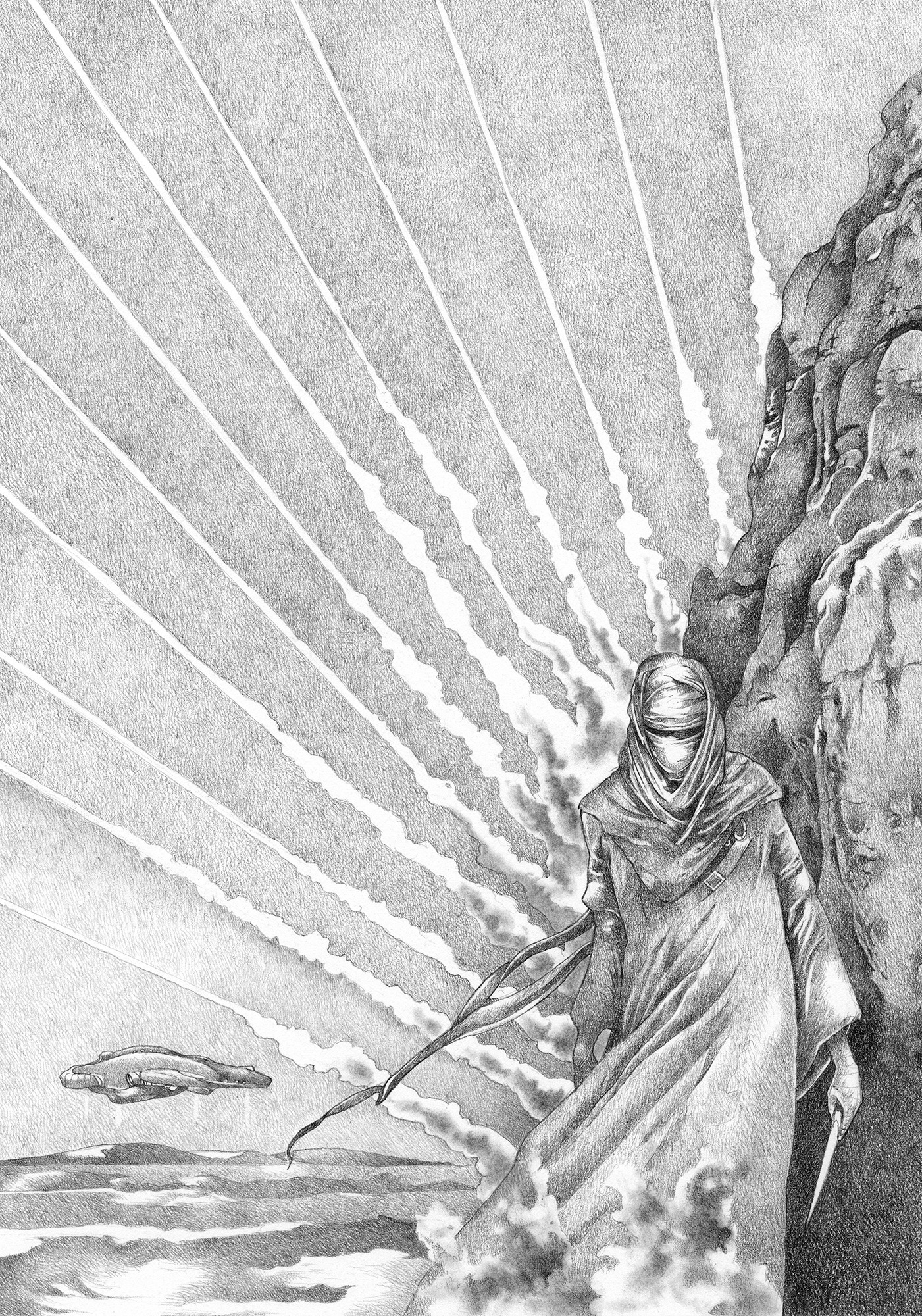 Graphite illustration from Dune