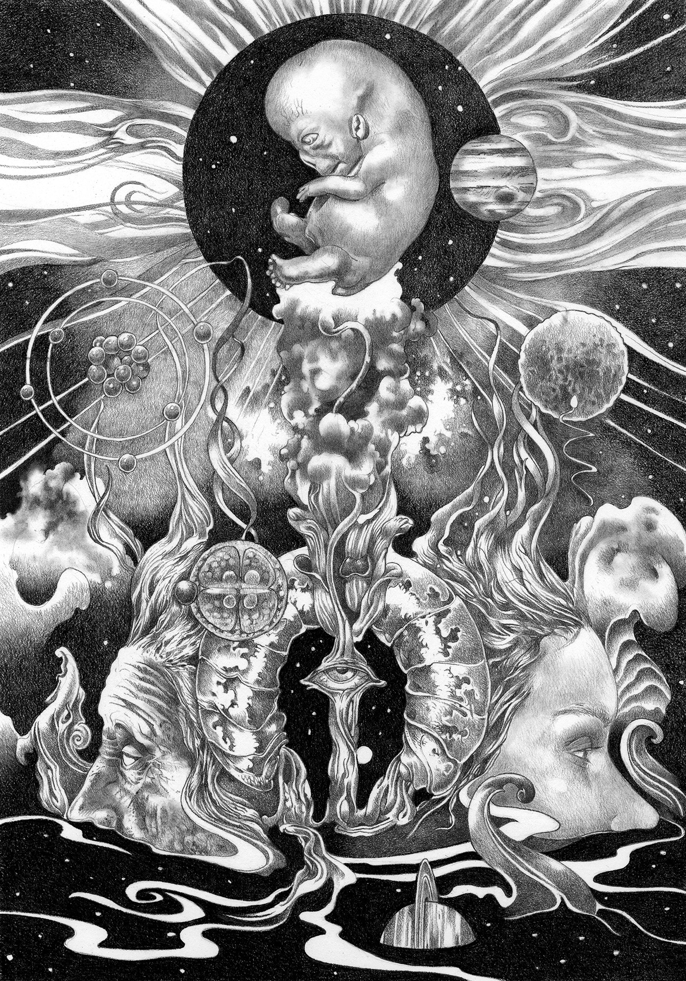 Graphite illustration from Dune